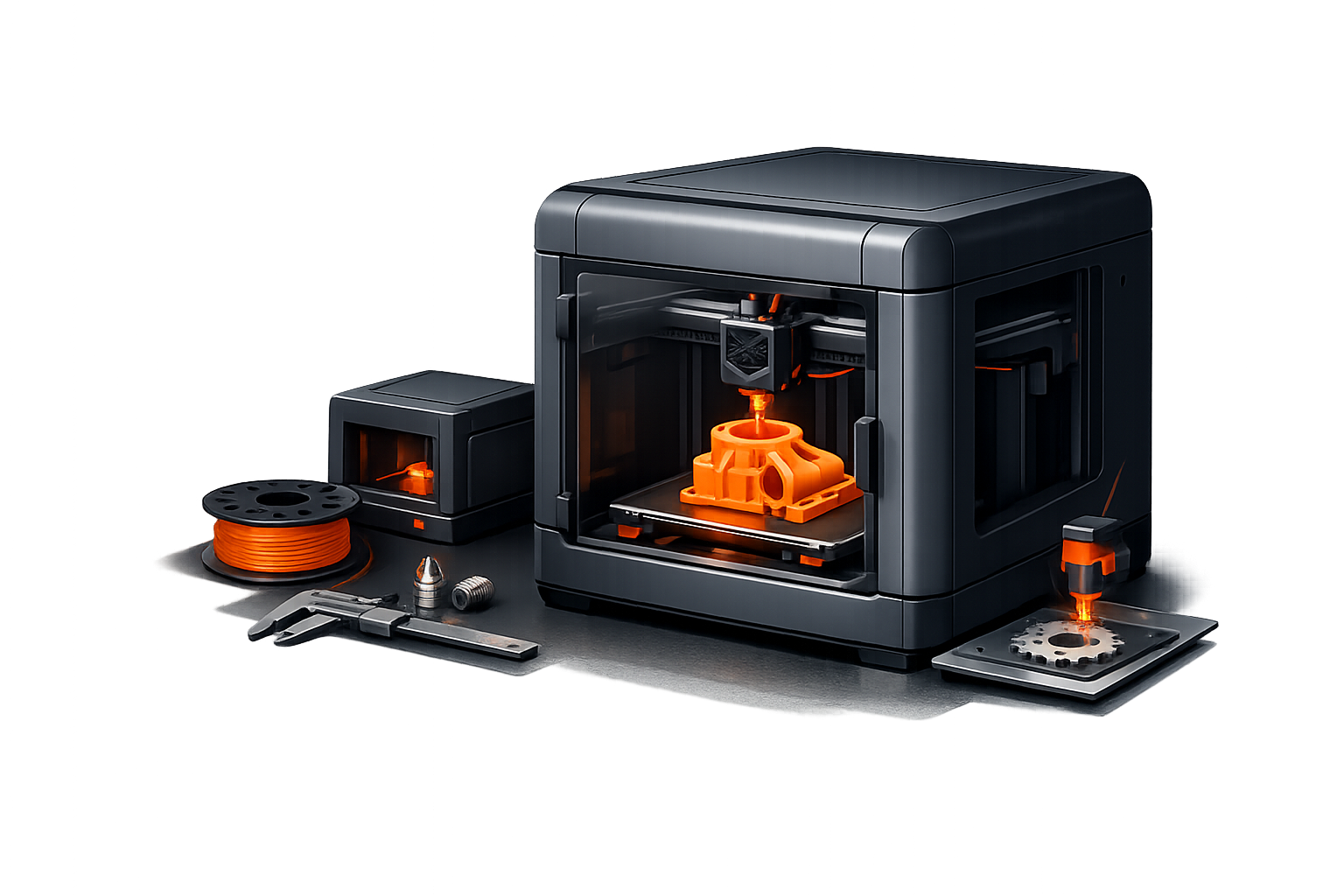 3D-Drucker während der Fertigung eines technischen Bauteils